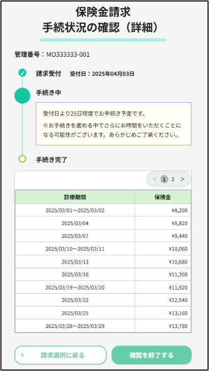 手続き状況の確認ページ_5.手続き状況の確認（詳細）