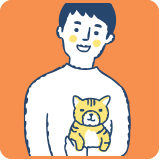 男性と猫