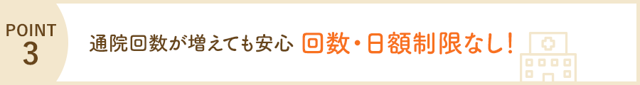 POINT3 通院回数が増えても安心 回数・日額制限なし！